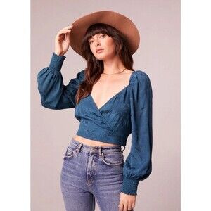 Band of the Free Camille Crossover Crop Top Deep Teal
Size Small
